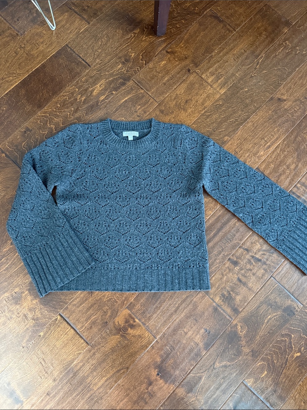 J. Crew Dark Gray Diamond Knit Crewneck Sweater